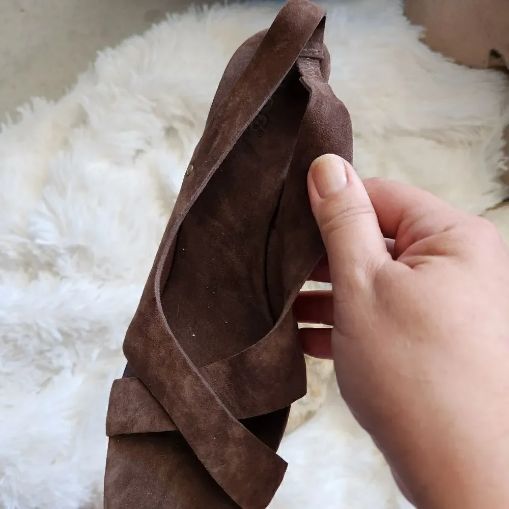 Ugg Hazel leather wrapped cork wedges